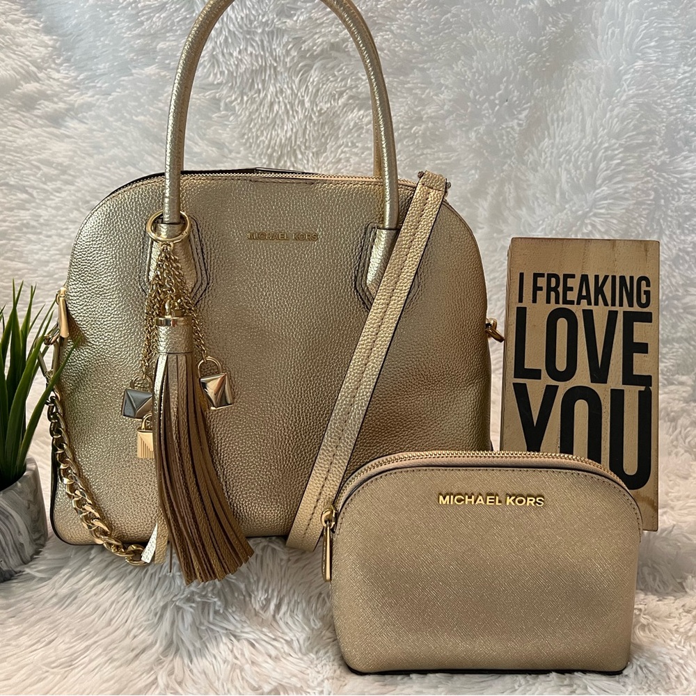 🎉🎉Michael Kors Mercer Dome Satchel Handbag Set - LIKE NEW! - Picture 3 of 16